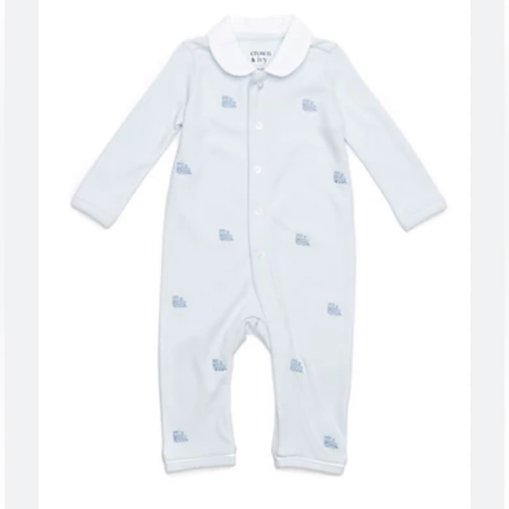 Baby Boy Long Sleeve Collar Overlay Crown and Ivy
